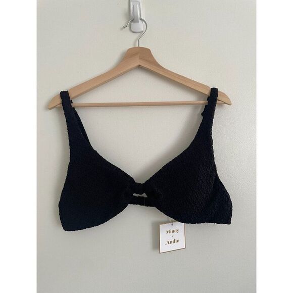 Andie x Mindy The Amor Bikini Top Womens XL Black Textured Beach Swimwear Beach - Picture 3 of 10